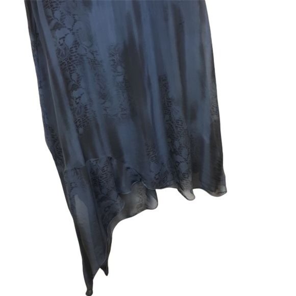 Blue Silk Blend Assymetrical Dress Size Medium - Picture 10 of 12